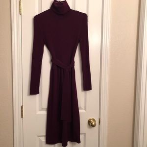 Talbots eggplant turtleneck sweater midi dress